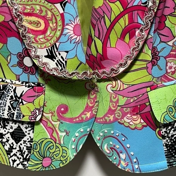 Alberto Makali Vintage Y2K Chic trendy Floral Paisley luxury retro mod Blazer - Picture 7 of 11